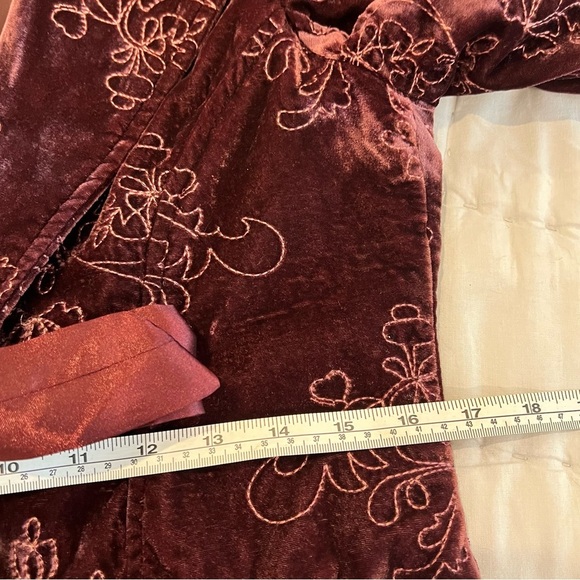 Vintage Old Navy Velvet Embroidered Blazer Medium Small Burgundy Fairy Y2K Boho - Picture 11 of 12
